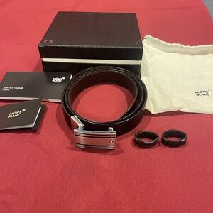 Montblanc Reversible Leather Belt with Silver Accents